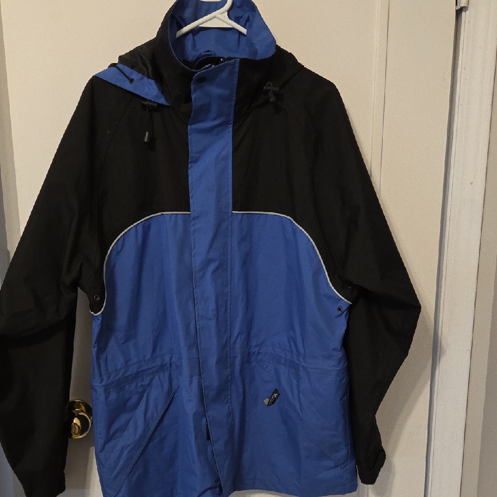 Men's Blue and Black Raincoat Suit